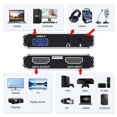 USB 3.0 4K HDMI Video Capture Card 1080p 60FPS for PS4 Switch Streaming