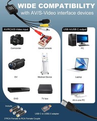 VHS to Digital Converter,USB-A/USB-C Video 1080P Capture Card,RCA/AV to USB2.0 A