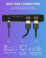 4K Capture Card for Streaming on PC,PS5/,Xbox Series X/S,Switch 2, Stream/Rec…