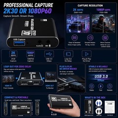 USB 3.0 HDMI Capture Card 1080P 60FPS 4K Pass-Through for PS5, Switch, Xbox, …