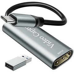 Video Capture Card, USB3.0 HDMI to USB C Capture Card, 4K 1080P Grey-U168