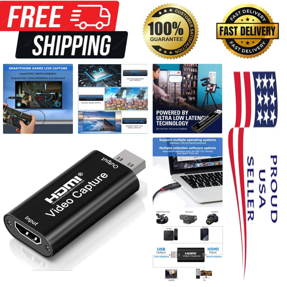 Compact 4K HDMI Capture Card – Ideal for Live Broadcasting & Video Conferencing