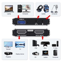 HDMI to USB3.0 Video Capture Card Streaming Camera/Xbox/PS4/PS5/PC/OBS/Gaming US