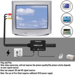 HDMI to RCA Converter with 3.5mm Audio Headphones Port, AV Black