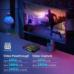 4K 60fps HDMI Video Game Capture and Passthrough Support HDR & VRR,1080P 120f…