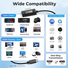 HDMI to USB-C Video Capture Card for Streaming and Recording