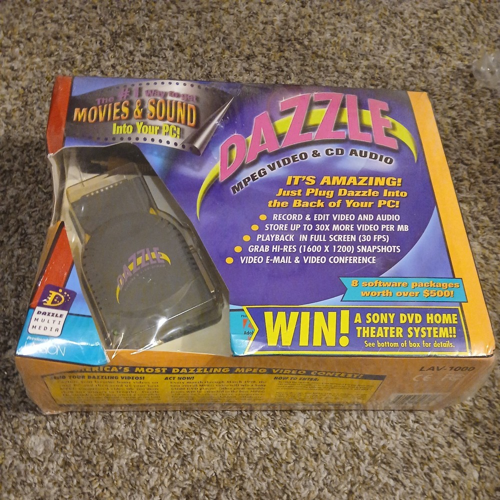 Vintage Dazzle Multimedia MPEG Video Capture LAV-1000 RCA S-VIDEO to IEEE NOS