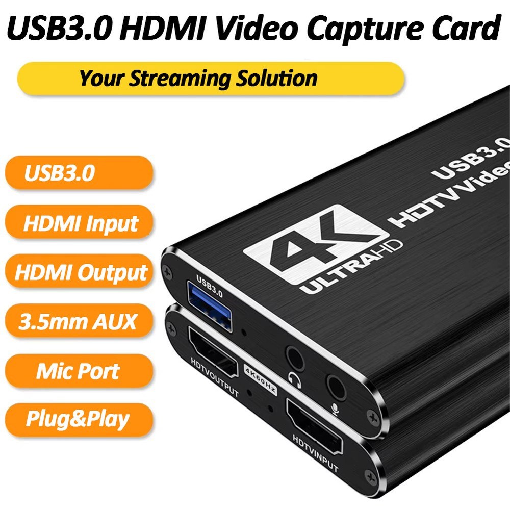 Video Capture Card Box HDMI/USB3.0 Live Streaming Game Console/TV Tiktok Record