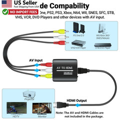 GINGIN AV to HDMI Converter 1080p Adapter for PS2 Xbox WII N64 VHS DVD FROM USA