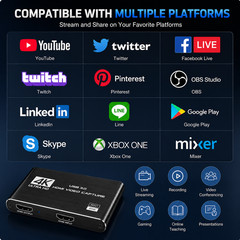 4K HDMI Video Capture Card USB 3.0 Recorder for Streaming Gaming PC