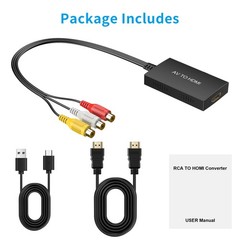 Tengchi RCA to HDMI Converter, Composite Adapter (Pack of 1), Black