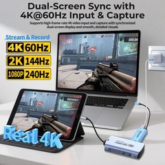 4K60FPS Capture Card for Streaming, 2K144FPS USB 3.0 HDMI to USBC Video Captu…