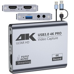Video Capture Card, USB 3.0 High-Speed Interface, 1080P 60FPS/2K 30FPS/4K 18F…