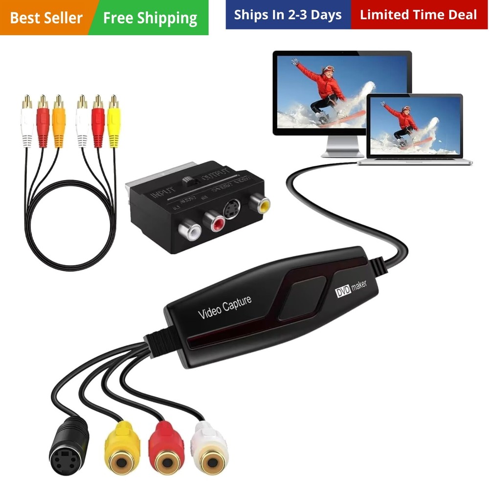 VHS to Digital Converter,Video Capture Card Device,VHS VCR Hi8 Mini DV to Mac…