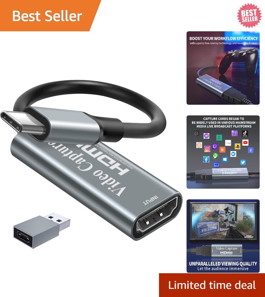 User-Friendly USB-C Video Capture Card for Seamless Live Streaming and Recording