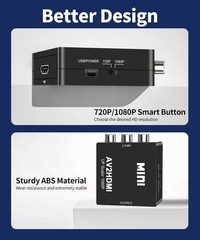 Chodwe RCA to HDMI Converter, Converter (with and Cables)