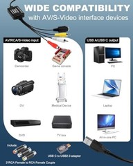 VHS to Digital Converter,USB-A/USB-C Video 1080P Capture Card,RCA/AV to