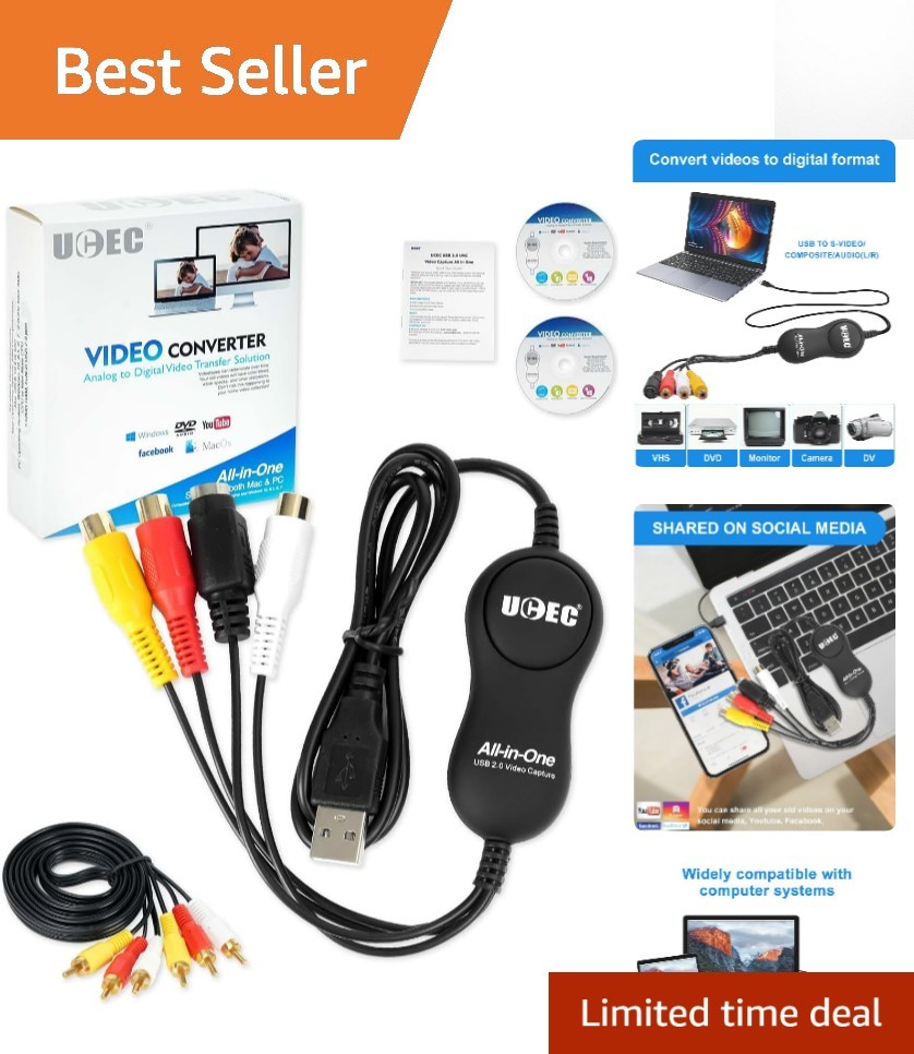 Universal RCA to USB Video Capture Device – Effortless VHS Digitization Kit