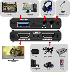 DIGITNOW 4K Audio Video Capture Card, USB 3.0 HDMI Video Capture Device Full HD