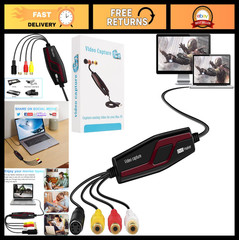 USB Video Capture Card, RCA to USB Converter for Mac & PC, VCR to DVD, Digital F