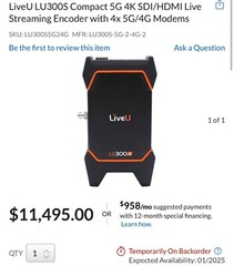 Liveu Lu300 Compact 5g 4k SDI/HDMI Live Streaming Encoder with 4x 5G/4G Modems