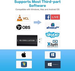 VIXLW 4K HDMI Video Capture Card, Cam Link to USB USB2.0, Black