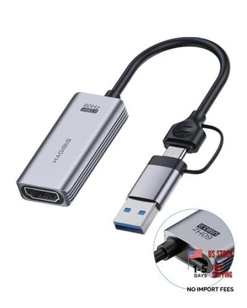 USB3.0 Video Capture Card with 100W PD HDMI to USB/USB C 1080P HD 60fps Live