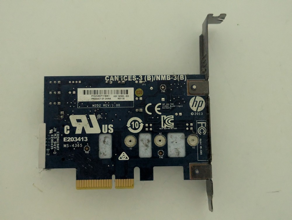 HP Z TURBO DRIVE M.2 PCI-E 3.0 CARD 742006-003 W/ 256GB SSD NVME