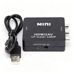 HDMI to RCA, AV Converter, 1080p 3RCA CVBs Composite Video Black