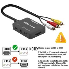 HDMI to RCA Converter with 3.5mm Audio Headphones Port, AV Black