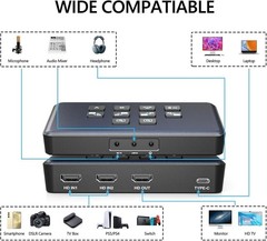 Dual Video Capture Card HDMI Live Stream Switcher, 4K 60HZ USB-C HDMI to USB 3.0