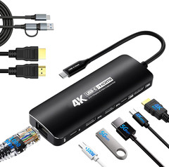 6-In-1 USB C Capture Card HDMI Casting Hub, 4K@60 HDMI Output, PD3.0, 1000Mbps E