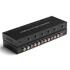 4 Port RCA to HDMI Converter 1080P/720P Composite CVBS AV Switch Black