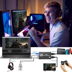 Audio/Video Capture Card, USB3.0 HDMI to USB C, 4K1080p60fps Video/Audio Capture