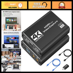 4K HDMI Capture Card USB 3.0 – 1080P 60FPS Streaming & Gaming, Low-Latency, Plug