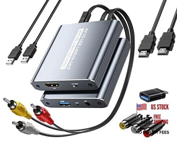 VHS to Digital Capture Card – USB Video Capture Card with HDMI Loop Out, RCA
