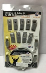 Emerge Universal 10’ Cable Kit For Usb 2.0, Network & Phone Computer NEW!