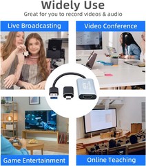 Video Capture Card, USB3.0 HDMI to USB C Capture Card, 4K 1080P 60FPS