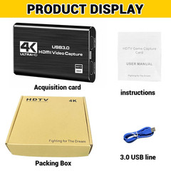 4K Audio Video Capture Card USB 3.0 HDMI Video Capture Device HD Recording Lot