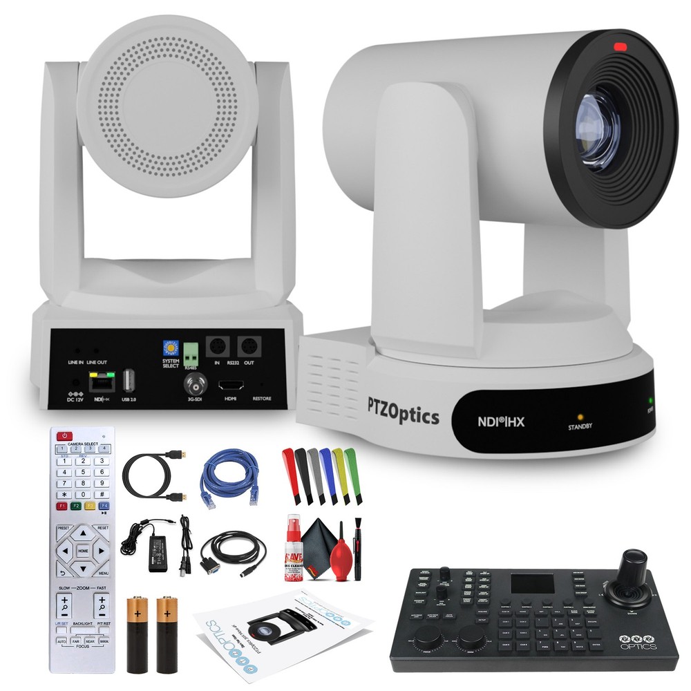 PTZOptics Move 4K PTZ Camera with 30x Zoom (White) (PT30X-4K-WH-G3) + SuperJoy