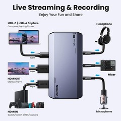 UGREEN 4K@60Hz Capture Card, Ultra HD HDMI Video Card grey