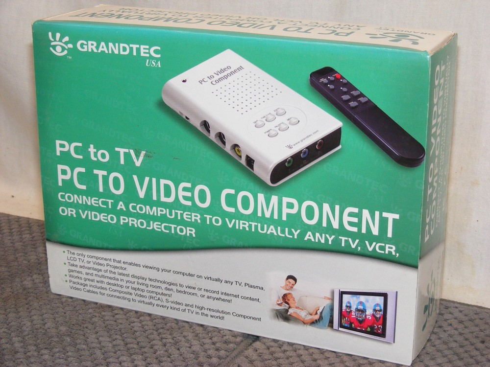 GRANDTEC PC TO VIDEO COMPONENT GXP-2000**VGA TO TV/CRT CONVERTER W/REMOTE**NEW