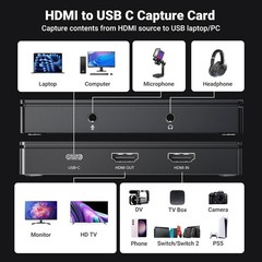 HD Capture Card 4K 60Hz Loop-out USB C 3.0 1080P 60FPS for Gaming Streaming