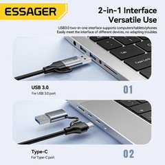 Essager 2 in 1 Video Capture Card HDMI to USB 3.0/Type C Gaming Live Streaming