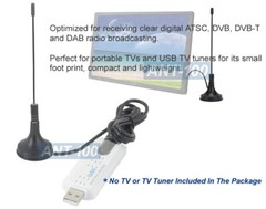 Mini Aerial TV Antenna For USB TV Tuner Portable TV – 5 dB Gain Built In