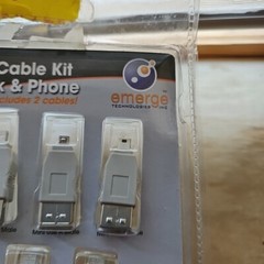 Emerge Universal 3’ Cable Kit For Usb 2.0, Network & Phone Computer NEW!