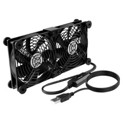 KEYNICE Dual USB Cooling Fan 12cm 1500RPM 3-Speed Quiet PC Router Cooler