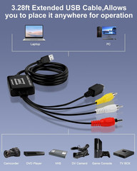 VHS to Digital Converter USB-A/C 1080P Capture Card RCA AV VCR Hi8 Mini DV