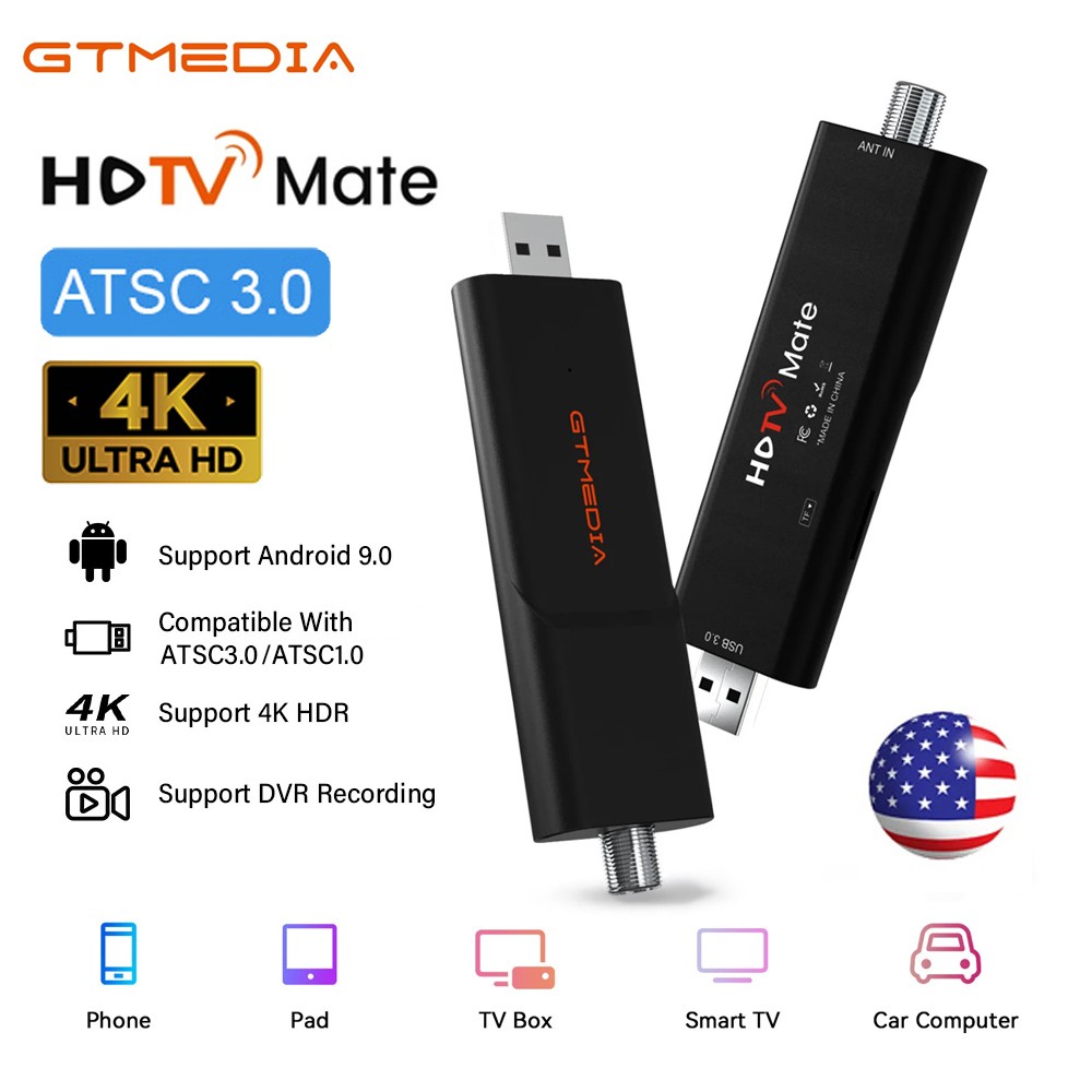 4K ATSC 3.0/1.0 TV Tuner Stick Over-the-air Terrestrial USB DVR Recording Player