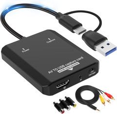 VHS to Digital – RCA to HDMI Converter, USB Video Capture Card for Hi8/VCR/DVD/A